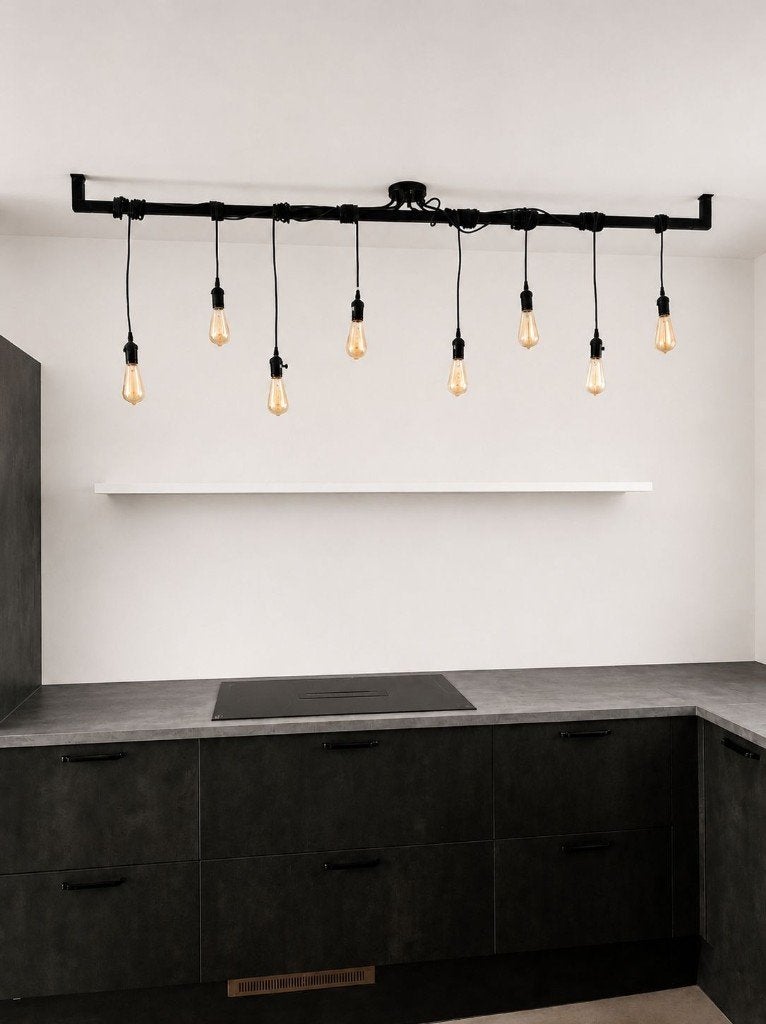 Loftbar 200 cm 8 lampen., Ophalen, Zo goed als nieuw, Plafondlamp