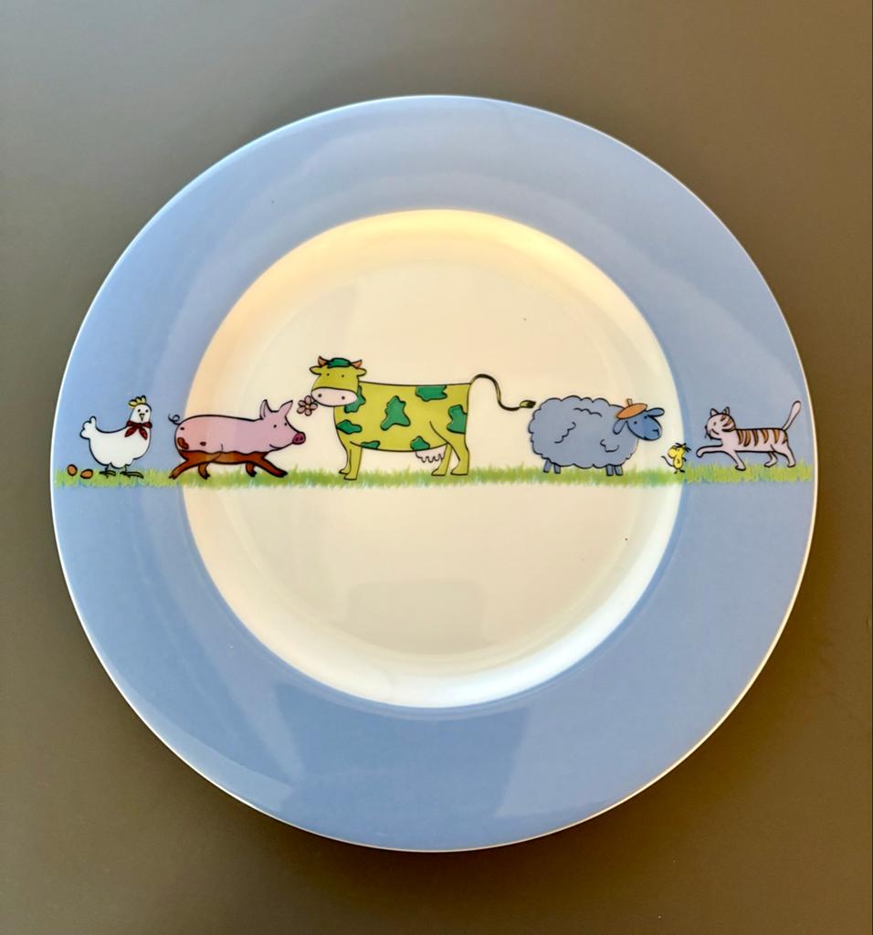 Vintage Villeroy & Boch kinderserviesset met boerderijdieren, Ophalen of Verzenden, Zo goed als nieuw, Bord(en), Overige stijlen