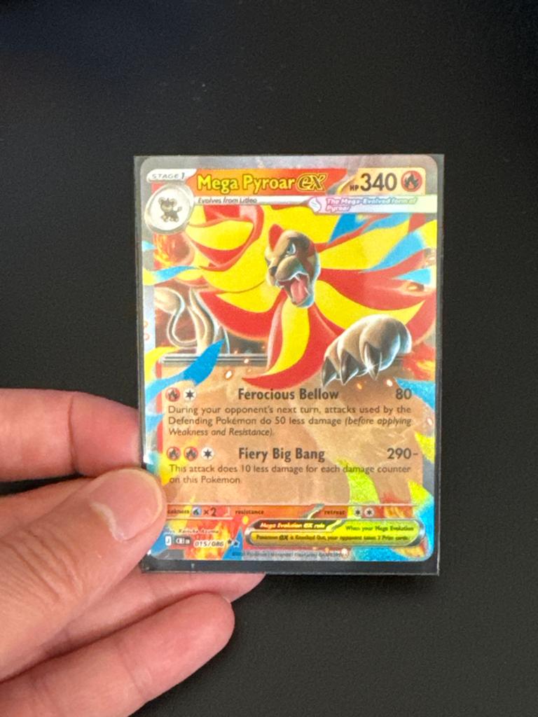Mega Pyroar EX Pokémon Kaart - Zeldzaam & Krachtig, Ophalen of Verzenden, Nieuw, Losse kaart