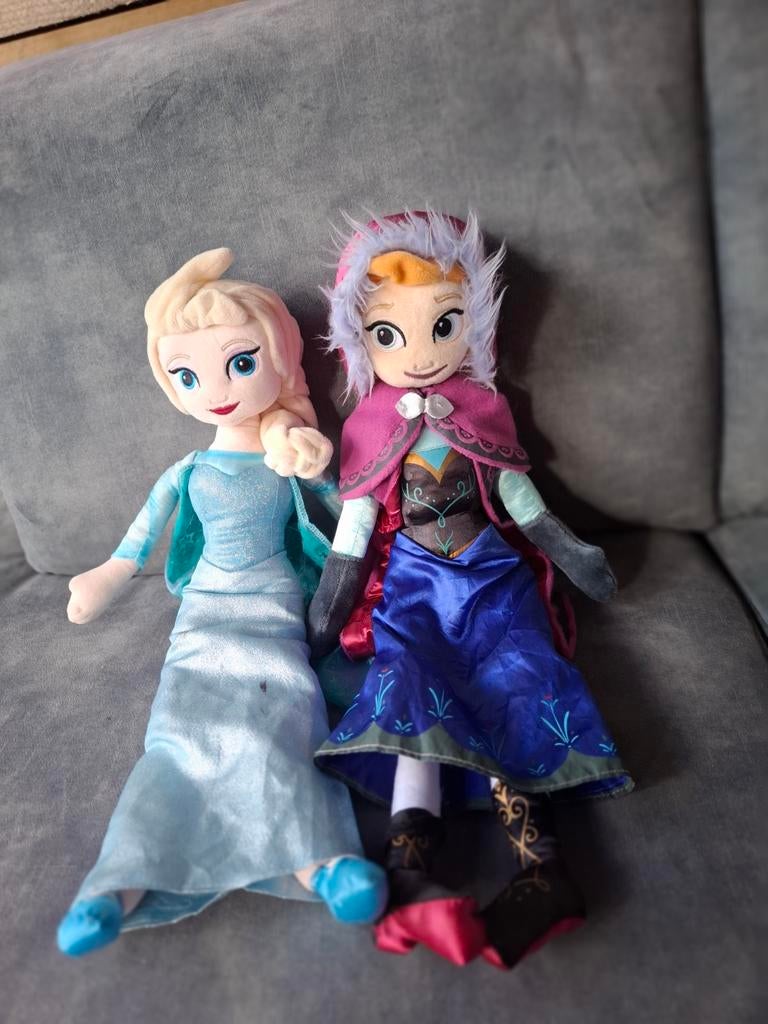 Disney Frozen knuffels: Elsa en Anna, Disney, Overige typen, Blauw, Ophalen of Verzenden