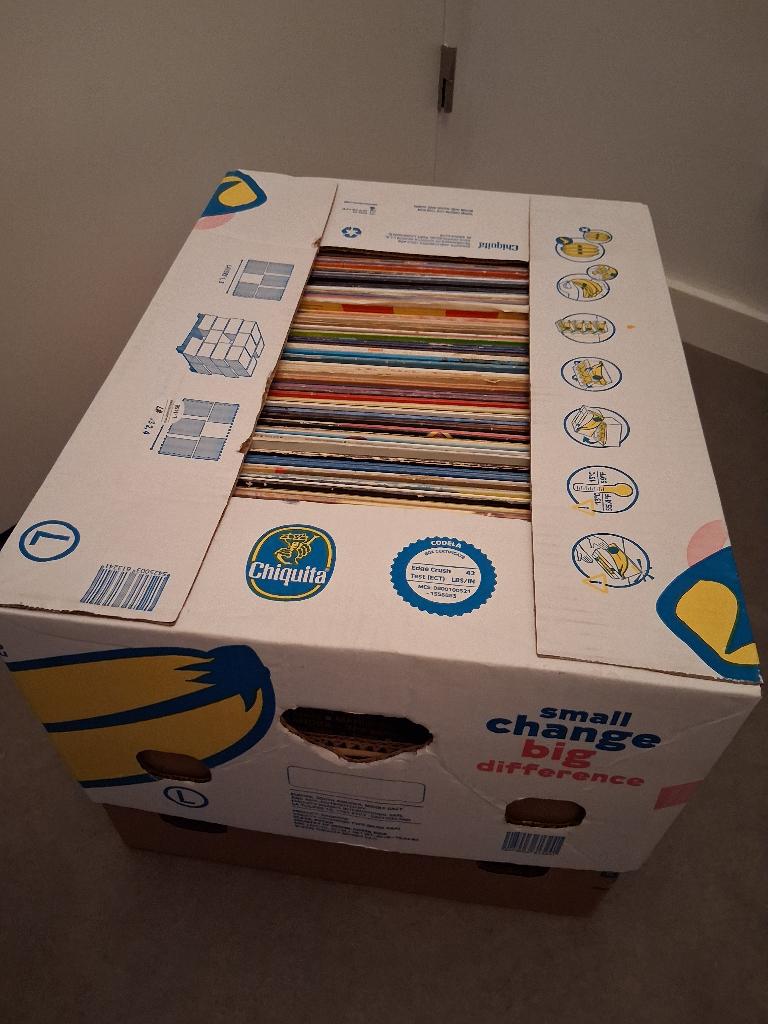 Bananendoos vol 130 Langspeelplaten, Ophalen, Gebruikt, 12 inch