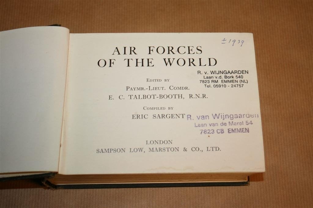 Air Forces of the World — Vintage, Dik Boek, 1939, Gebruikt, Schaalmodel, N.v.t., N.v.t.