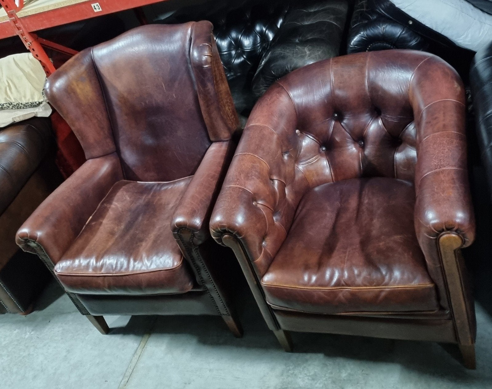 2x Schapenleren fauteuil bruin rood + BEZORGING, Gebruikt, ., Ophalen of Verzenden, .