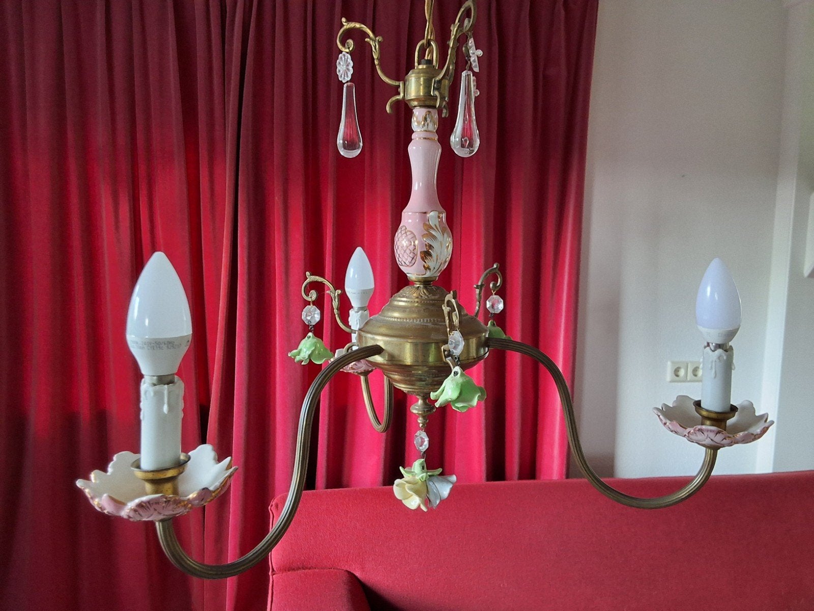 Antieke Franse kinderkamerlamp, Huis en Inrichting, Lampen | Kroonluchters, Ophalen, Gebruikt, Metaal
