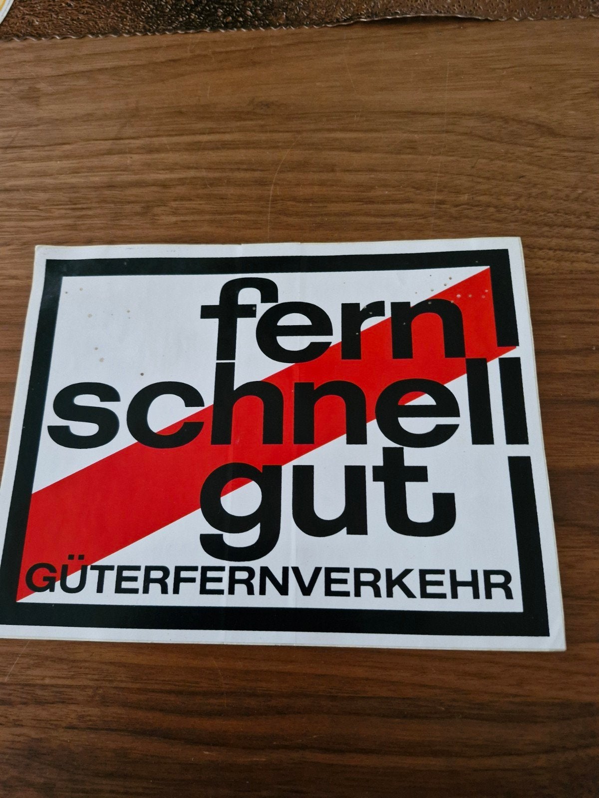 G 169 Vintage Sticker "Fern Schnell Gut Güterfernverkehr", Ophalen of Verzenden, Gebruikt, Overige typen