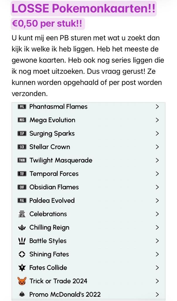 Diverse Pokemon kaarten per stuk € 0,50, Hobby en Vrije tijd, Verzamelkaartspellen | Pokémon, Ophalen of Verzenden