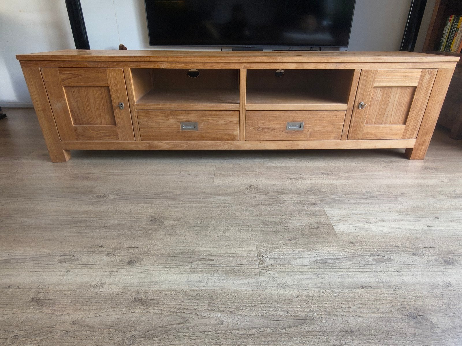 TV meubel 200x44,5x52cm massief hout, Ophalen, Gebruikt, 25 tot 50 cm, Minder dan 100 cm