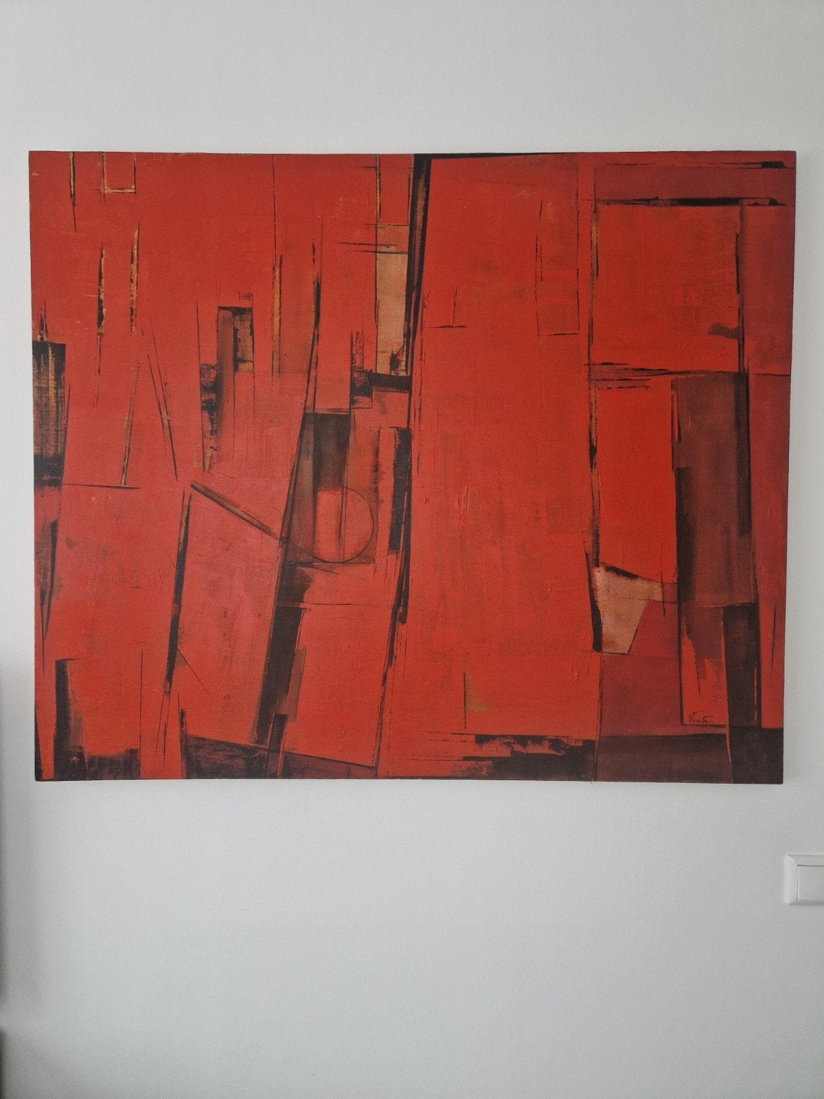 abstract schilderij verita rood, Ophalen