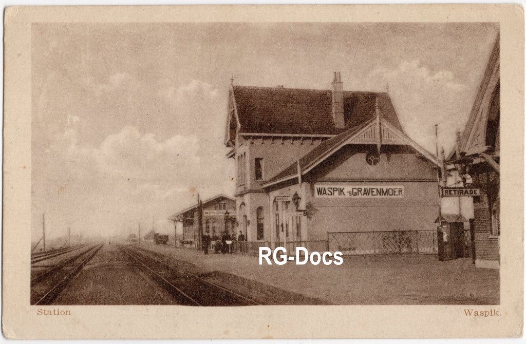 Ansichtkaart Briefkaart Trein Station Waspik 's-Gravenmoer, Ophalen of Verzenden, 1920 tot 1940, Gelopen, Noord-Brabant