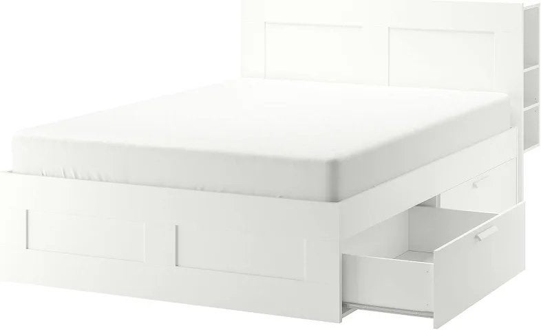 IKEA Hemnes Bedframe (Amerikaanse Double), Ophalen, Gebruikt, Wit, Tweepersoons