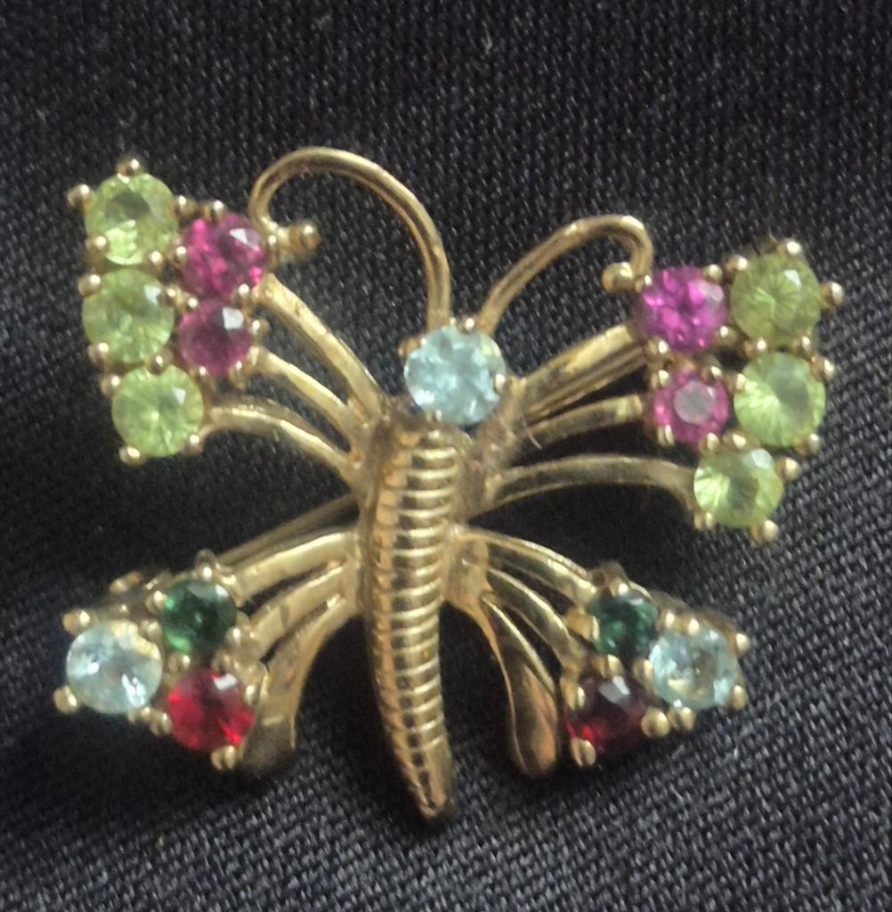 Vlinder Broche 333 BCI, Sieraden, Tassen en Uiterlijk, Broches, 4 tot 7 cm, Gebruikt, Ophalen of Verzenden, Goud