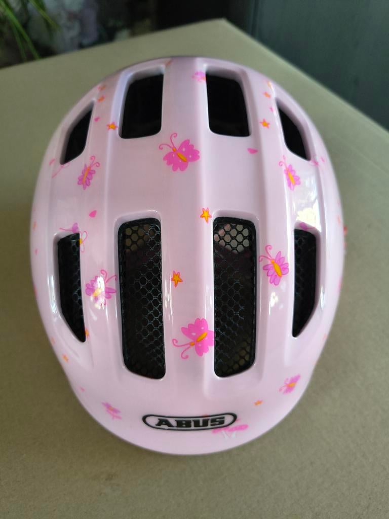 ABUS Smiley 3.0 Roze Kinderfietshelm met Vlinders, Ophalen, Meisje, Overige maten, Zo goed als nieuw
