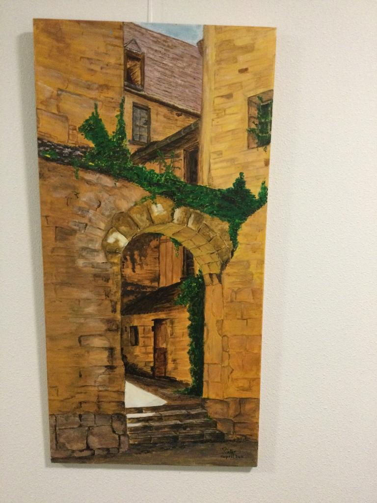 Schilderij “Poortje in Sarlat, Frankrijk”, acryl., Antiek en Kunst, Kunst | Schilderijen | Klassiek, Ophalen