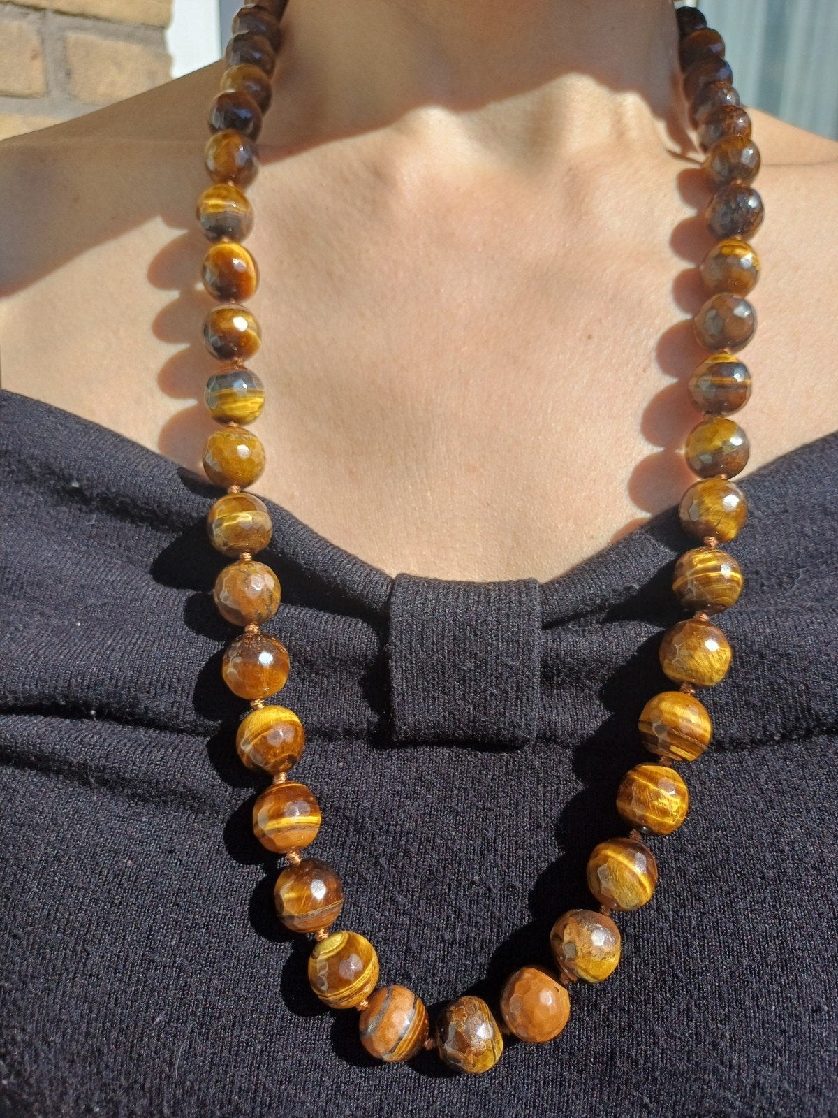 Vanoli collier / ketting van gefacetterd tijgeroog, Sieraden, Tassen en Uiterlijk, Kettingen, Daiva1973@hotmail.com, Vanoli, Bruin