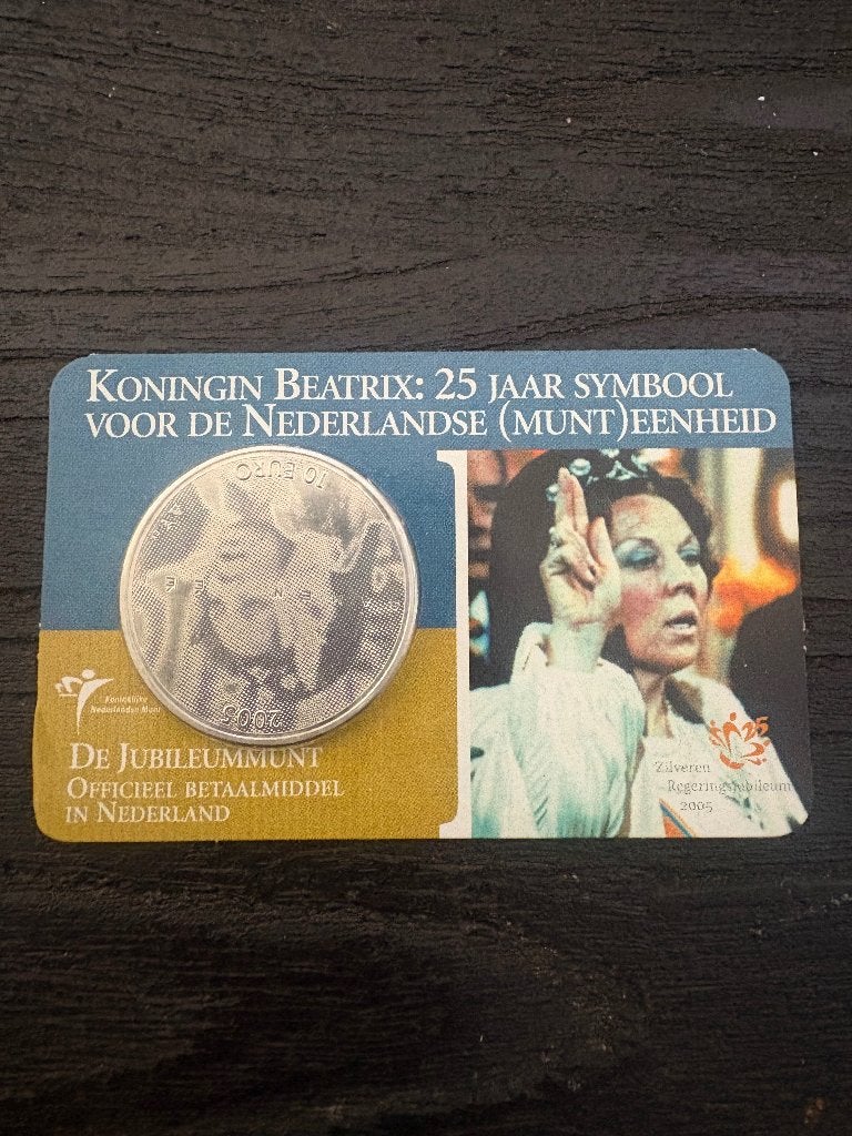 Zilveren 10 Euro 2005 - Regeringsjubileum Beatrix, Koningin Beatrix, Zilver, Euro's, Ophalen of Verzenden