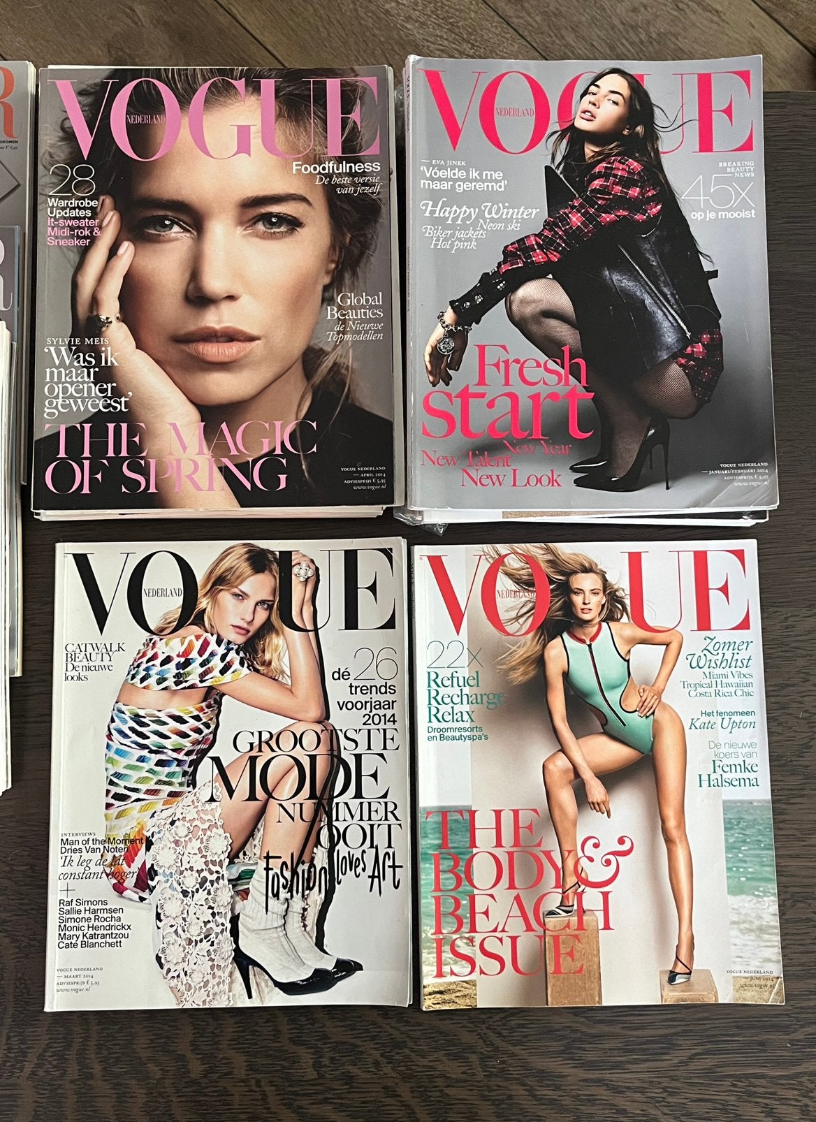 Vogue Nederland jaartal 2014 • 4 magazines, Ophalen of Verzenden, 1980 tot heden, Nederland, Tijdschrift
