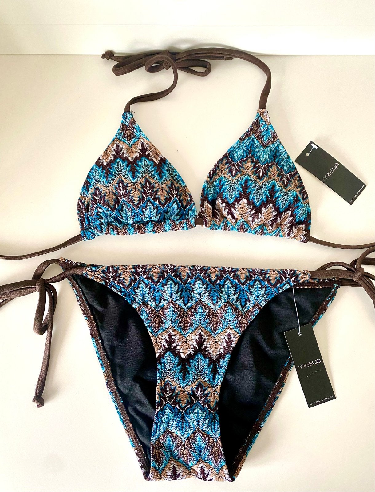 Nieuwe Missya Bikini - Blauw/Bruin Patroon 34 , 36 , 38 , 42, Kleding | Dames, Badmode en Zwemkleding, Ophalen of Verzenden, Nieuw