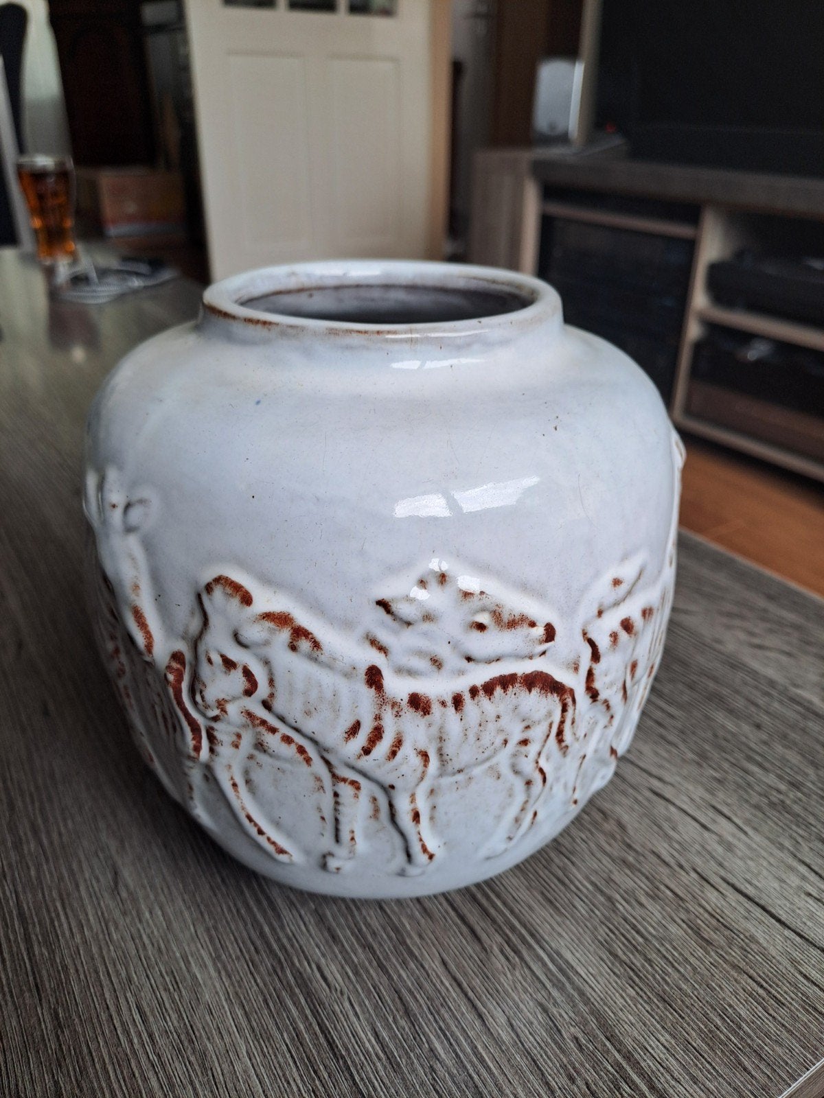 Mobach Utrecht 
216 
Gemberpot met Zebra reliëf, Ophalen