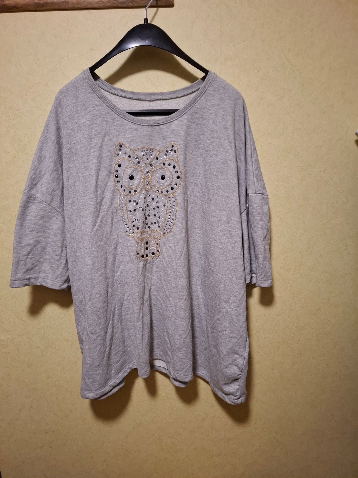 C&A Shirt Maat 56 met Uil van strassteentjes, Kleding | Dames, Grijs, Shirt of Top, Ophalen of Verzenden, Gedragen