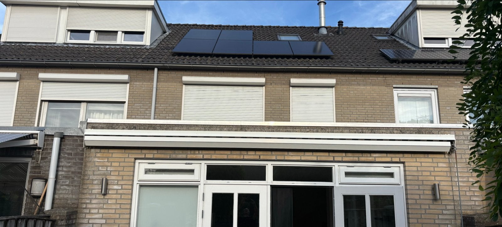 Knikarmscherm 5.00 x 2.5m - Groen/Wit Handbediening, Ophalen, Gebruikt, 450 cm of meer, 150 tot 300 cm