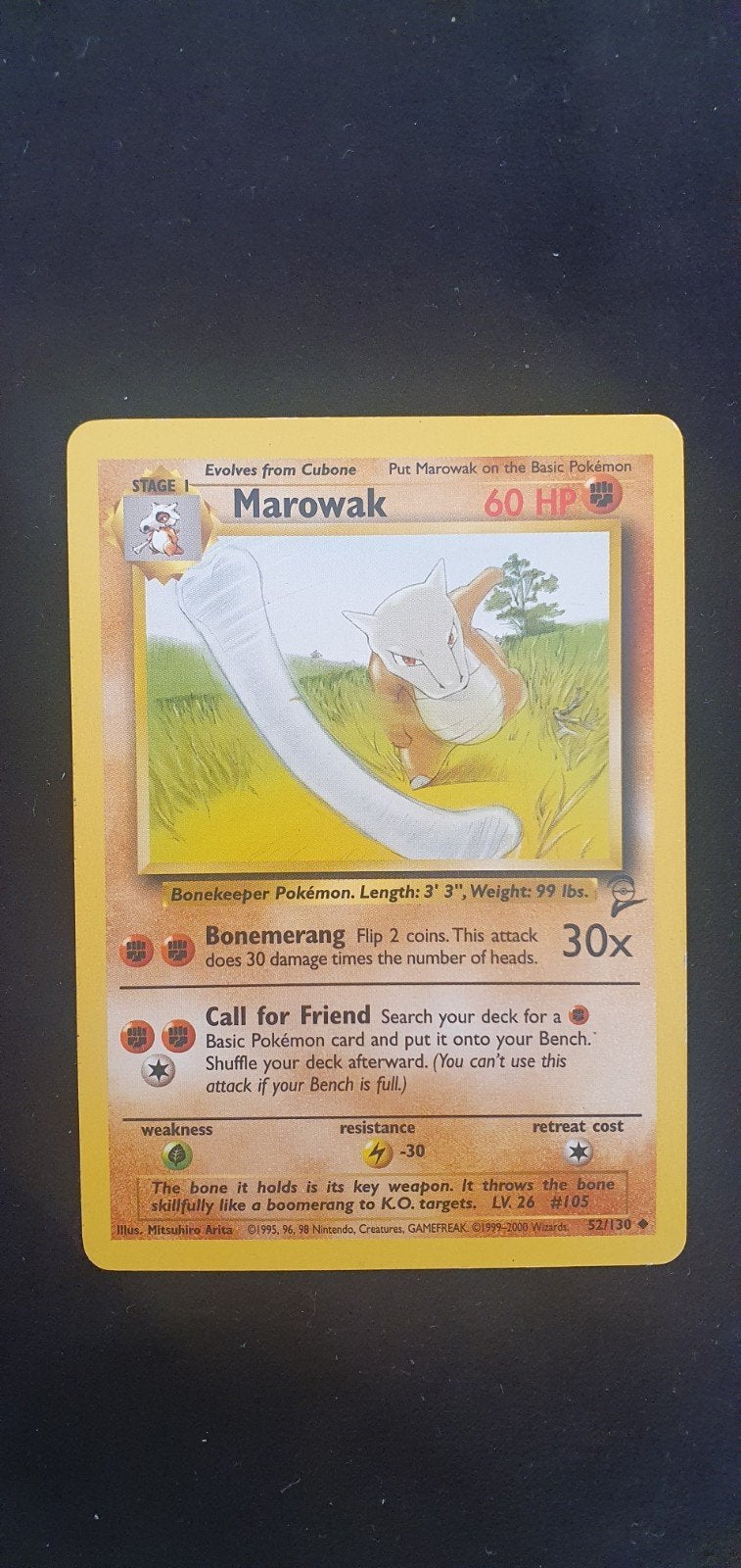 Pokémon Marowak 52/130 Base 2, Ophalen, Zo goed als nieuw, Losse kaart