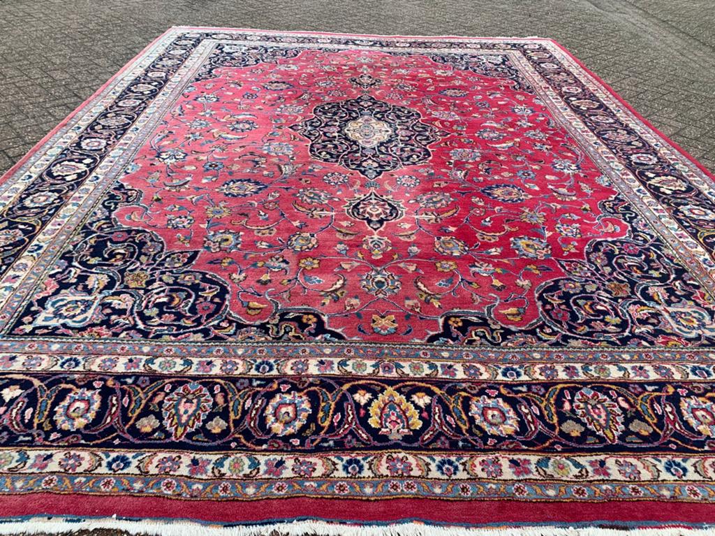 Mooi origineel handgeknoopt perzisch mashad tapijt, Gebruikt, ., 200 cm of meer, Ophalen of Verzenden