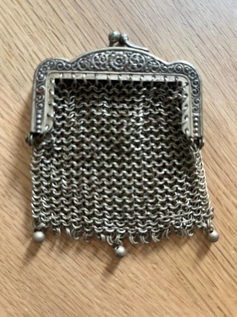 antieken zilverkleurige portemonnee, Ophalen of Verzenden, Zilver