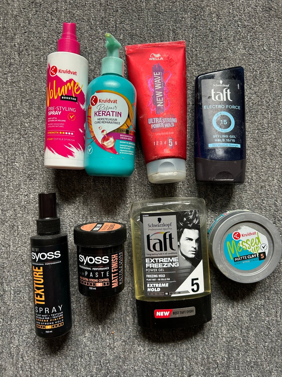 Haarstyling producten: gel, wax, spray, crème, Ophalen of Verzenden, Zo goed als nieuw, Gel, Wax, Haarlak of Mousse