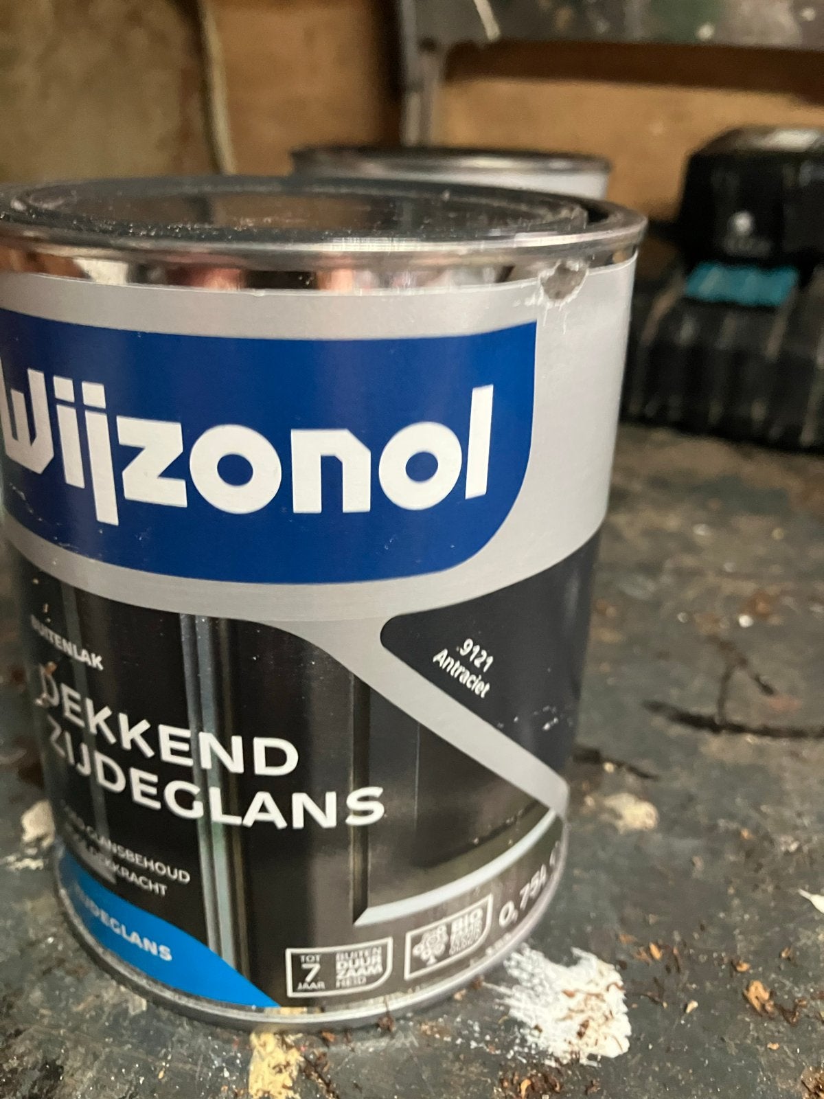 Wijzonol Dekkend Zijdeglans Antraciet ral 9121 0,75L, Ophalen, Nieuw, Lak, Grijs