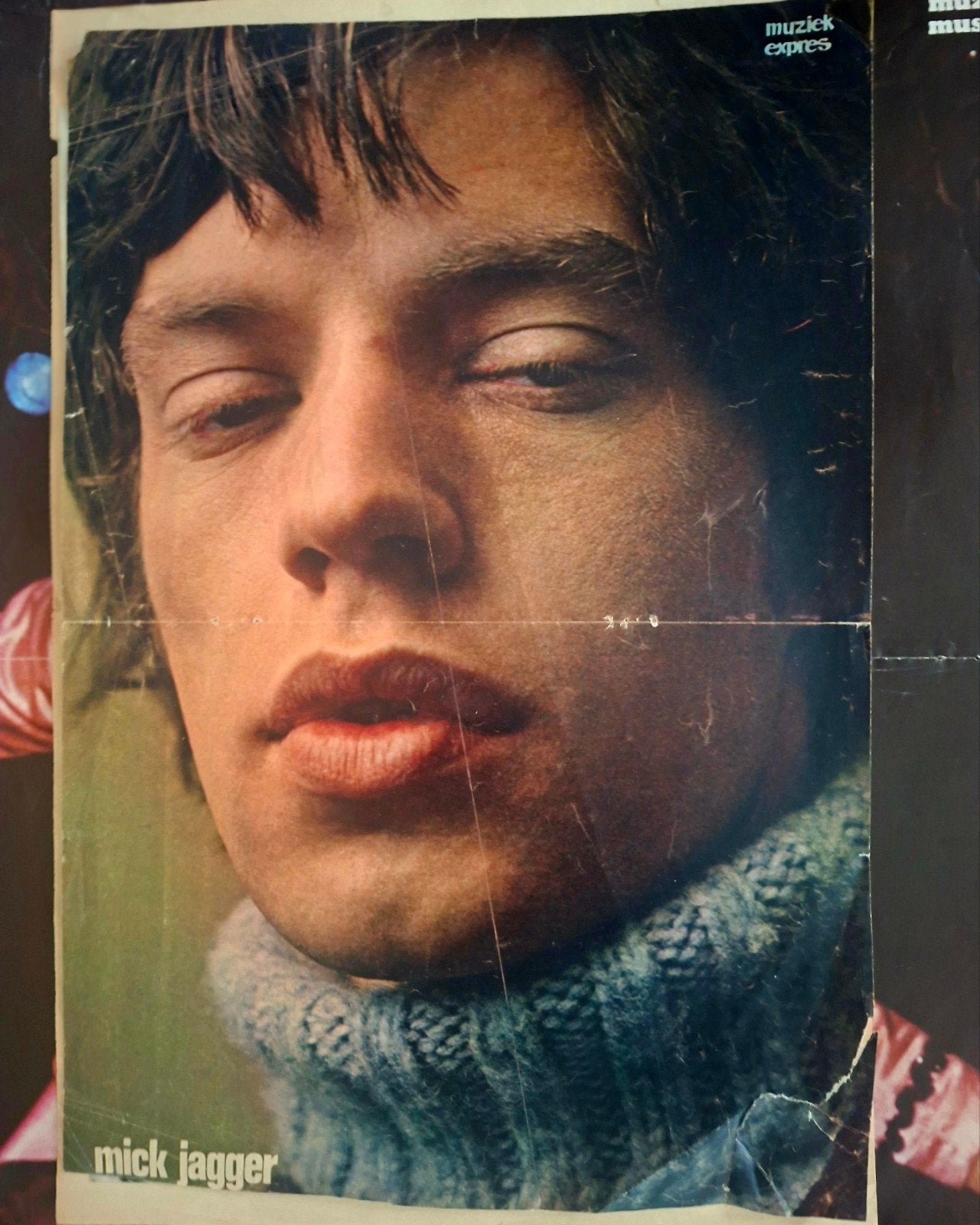 Mick Jagger Muziek Expres Poster, Ophalen of Verzenden, Gebruikt, Poster, Artwork of Schilderij