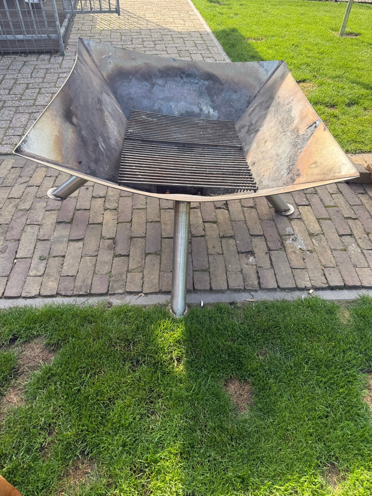 Robuuste RVS Vuurkorf 1m x 1m, Tuin en Terras, Ophalen, Gebruikt, Vuurkorf