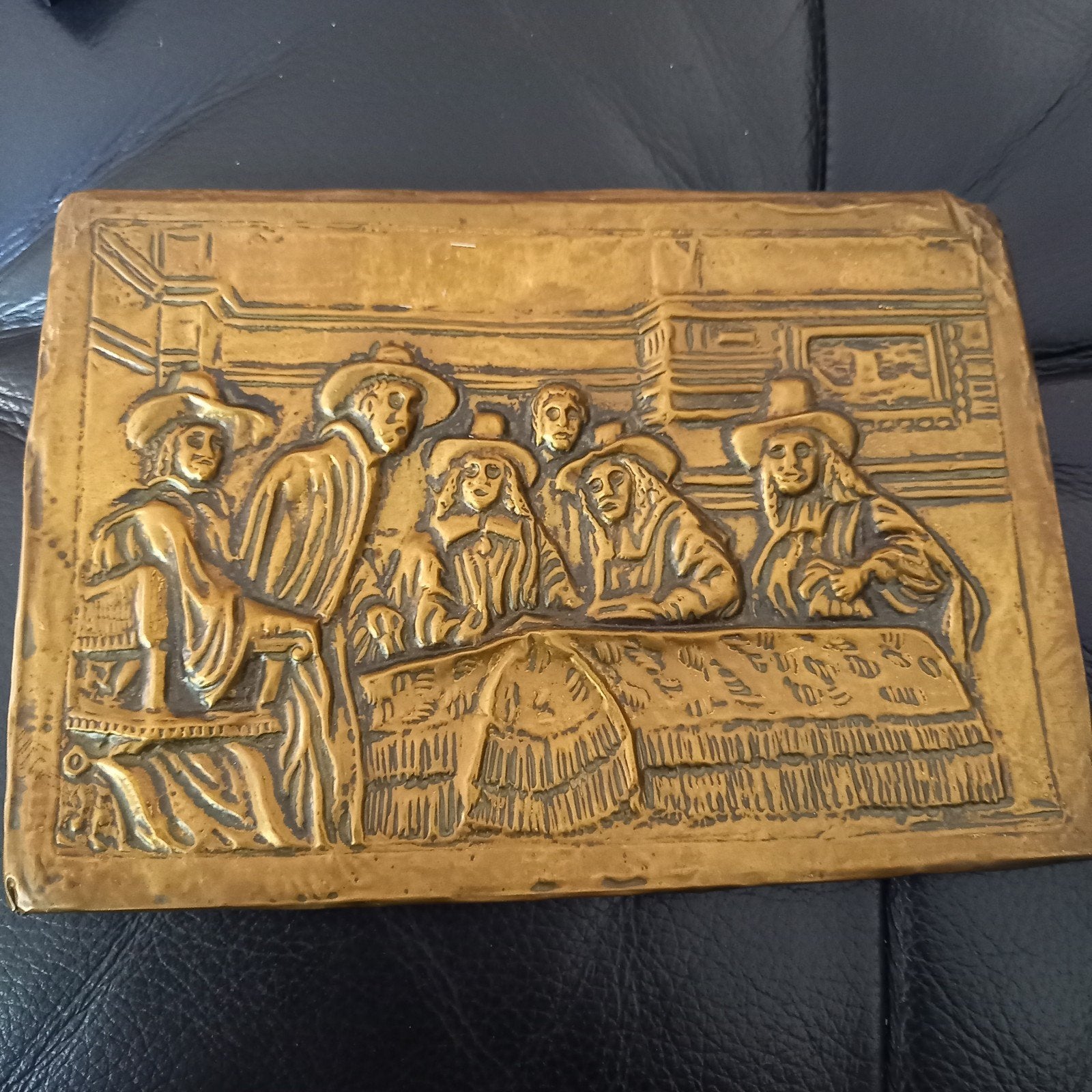 Karakteristieke antieke plaquette van koper of brons, Ophalen of Verzenden