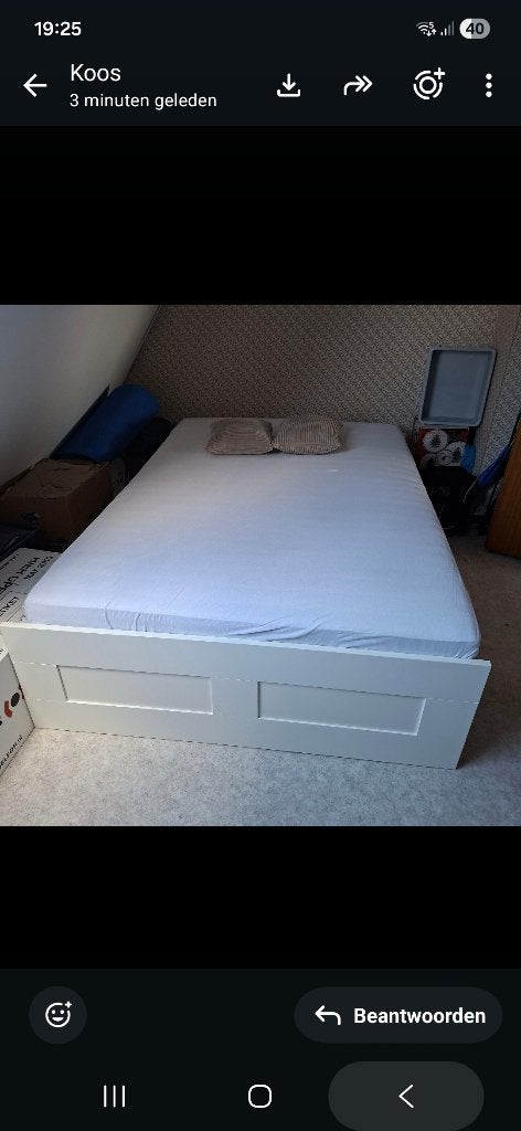 2 persoonsbed 140 bij 200, Ophalen, Wit, Tweepersoons, 140 cm