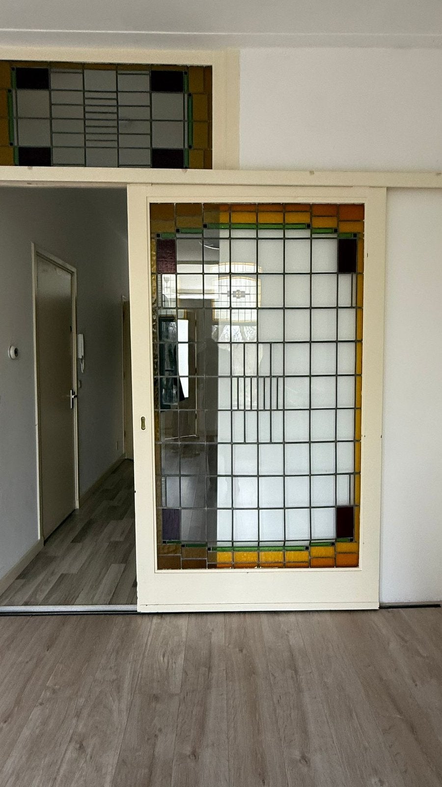 Prachtig Glas-in-lood schuifdeur - Uniek Design, Ophalen, Gevelraam of Ruit, Gebruikt, Glas in lood
