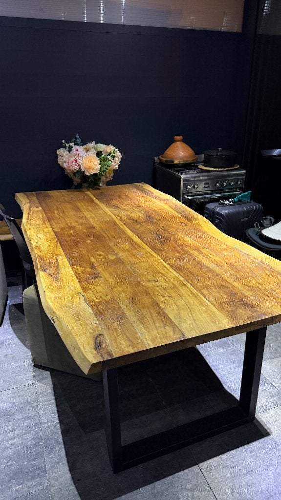 Mango Houten eettafel, Huis en Inrichting, Tafels | Eettafels, Ophalen, Gebruikt, 200 cm of meer, 50 tot 100 cm