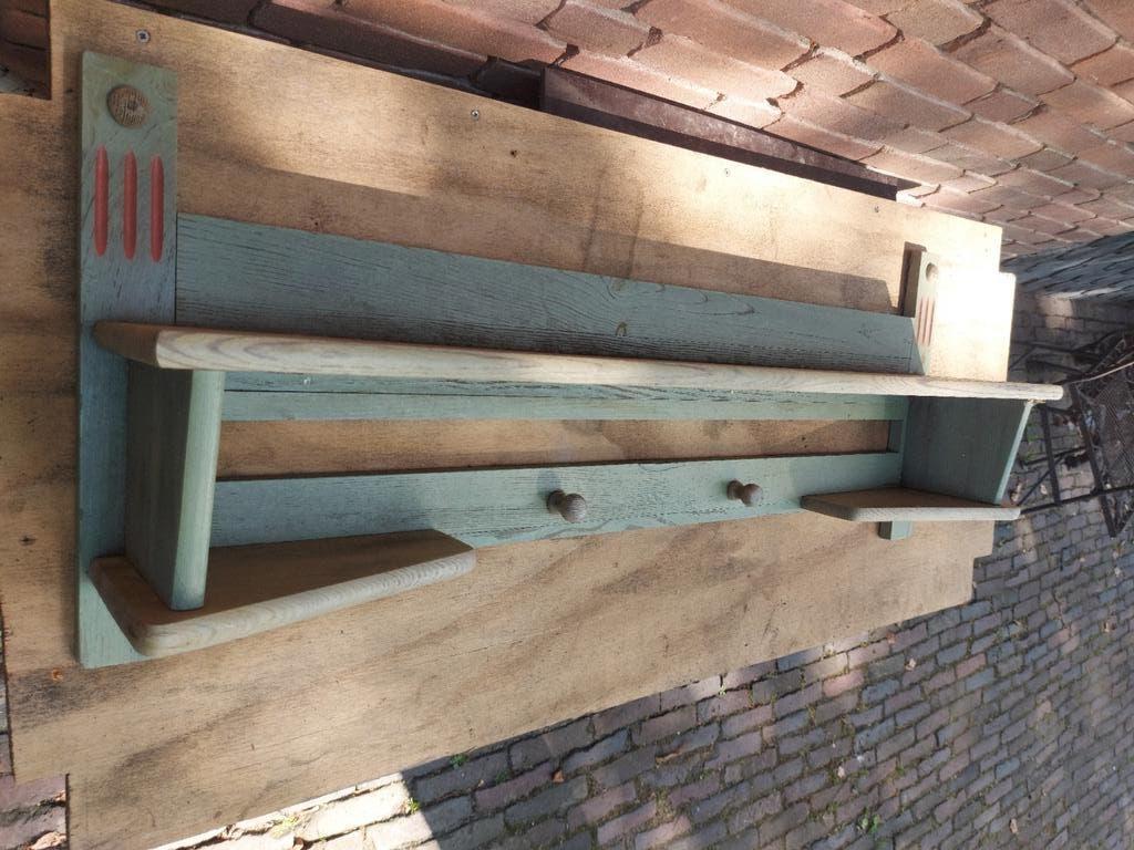 Kapstok oud met hoeden plank vintage 1980, Wandkapstok, Gebruikt, Ophalen of Verzenden, Minder dan 100 cm