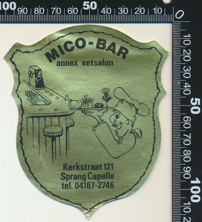 Sticker: Mico Bar - Sprang Capelle (Sticker plakt niet meer), Verzamelen, Verzenden, Zo goed als nieuw, Bedrijf of Vereniging