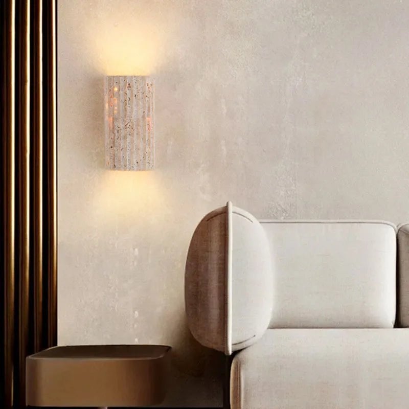 Travertijn Wandlamp inlcusief 3000K LED Verlichting, Huis en Inrichting, Lampen | Wandlampen, Ophalen of Verzenden, Nieuw, Overige materialen