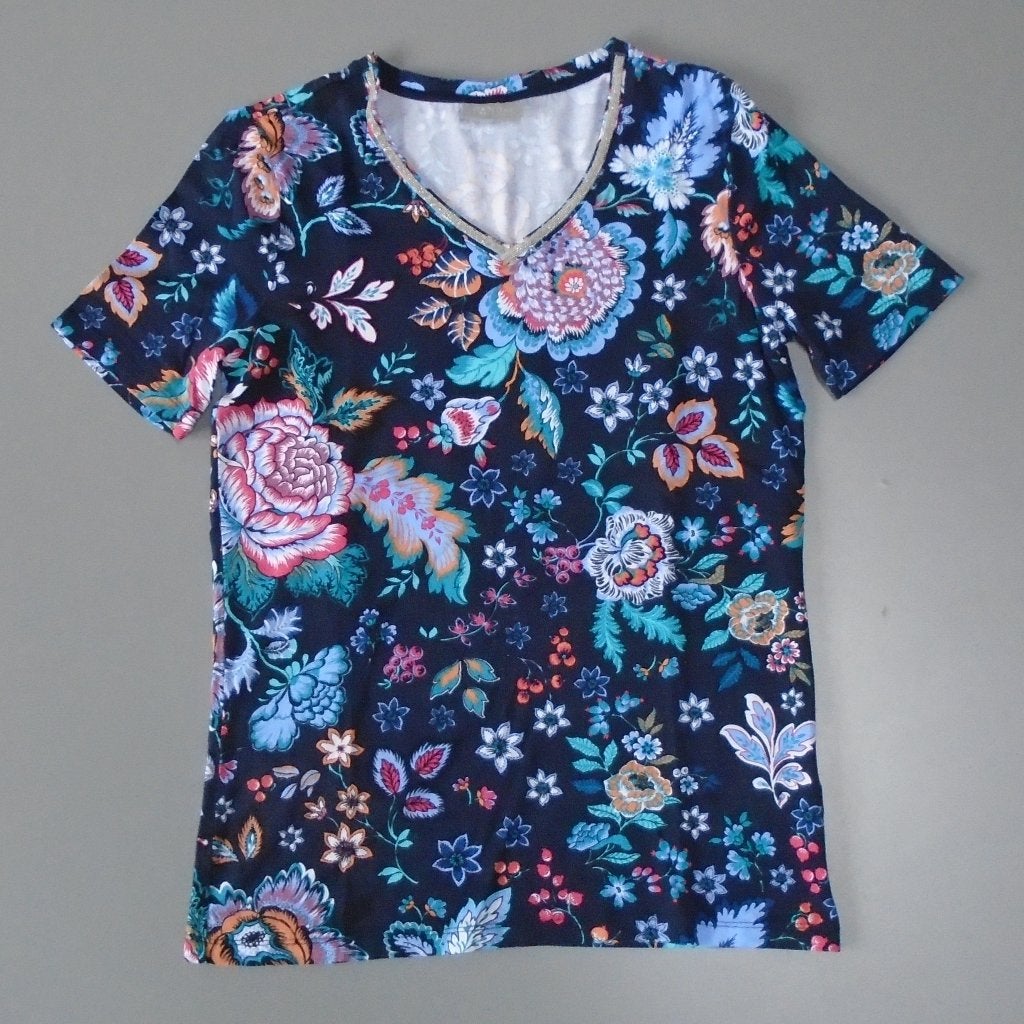 Canda top bloemen shirt XS/S 34/36, Verzenden, Zo goed als nieuw, Korte mouw, Maat 34 (XS) of kleiner