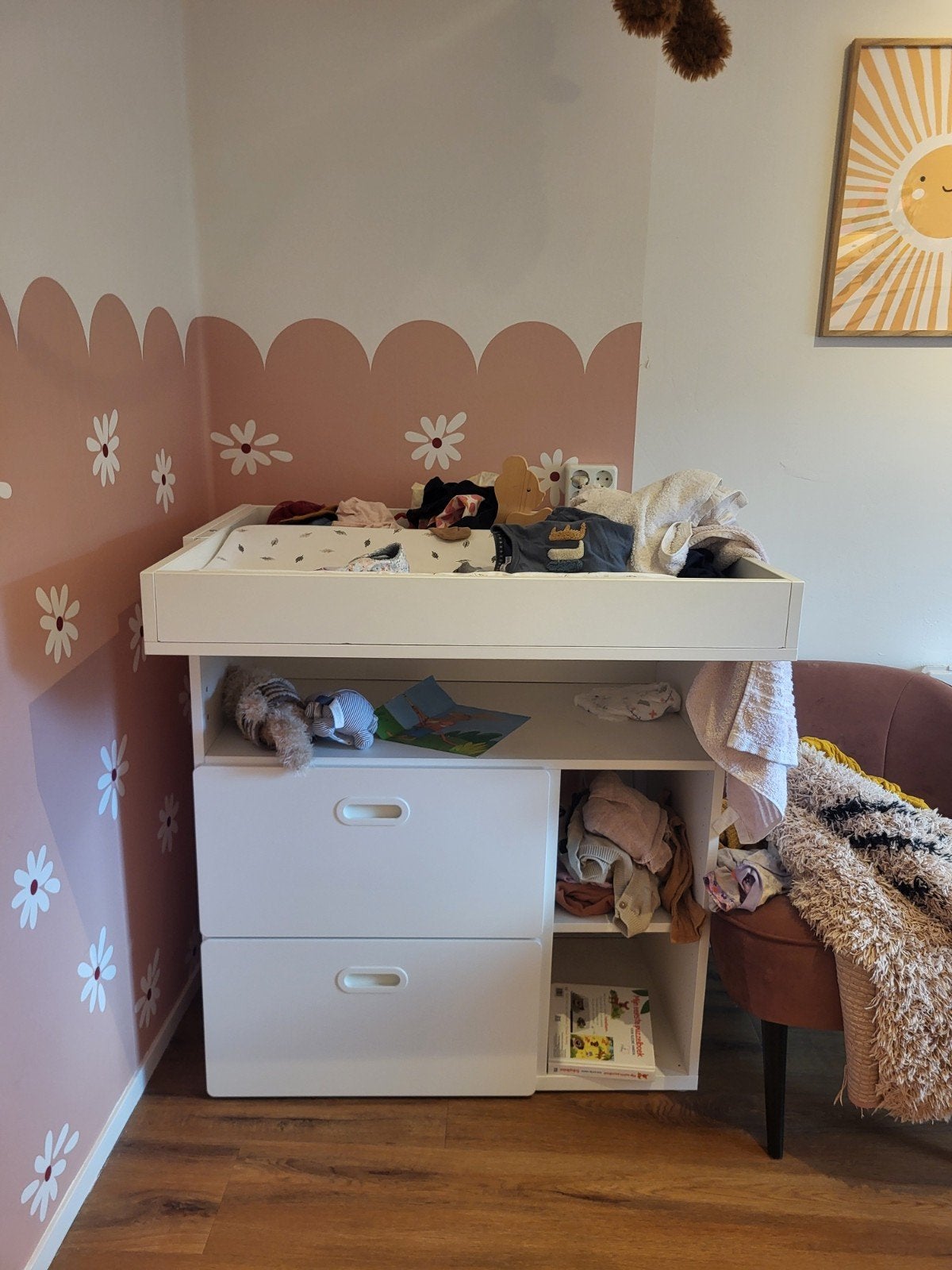 Witte commode met lades en open vakken, Ophalen, Gebruikt, 50 tot 70 cm, 75 tot 100 cm