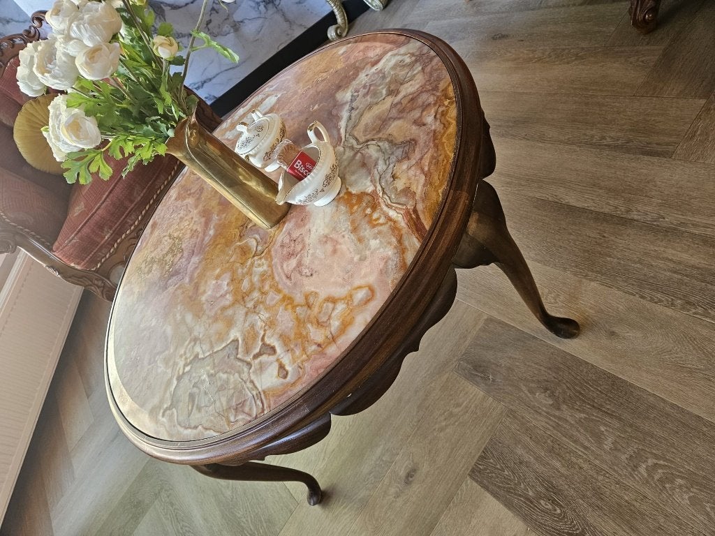 Marmeren tafel, Huis en Inrichting, Tafels | Eettafels, Ophalen, Gebruikt, 50 tot 100 cm, Rond
