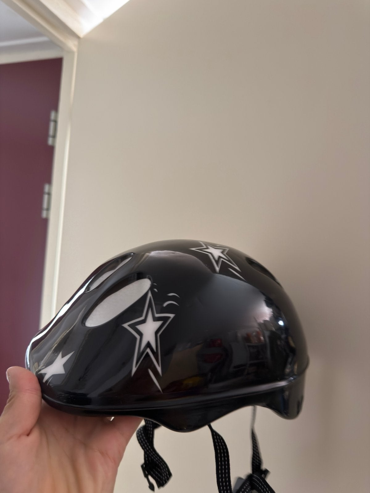 Fietshelm kind/peuter 1-7 jaar - Zwart met sterren, Ophalen, Gebruikt, Overige maten, Jongen of Meisje