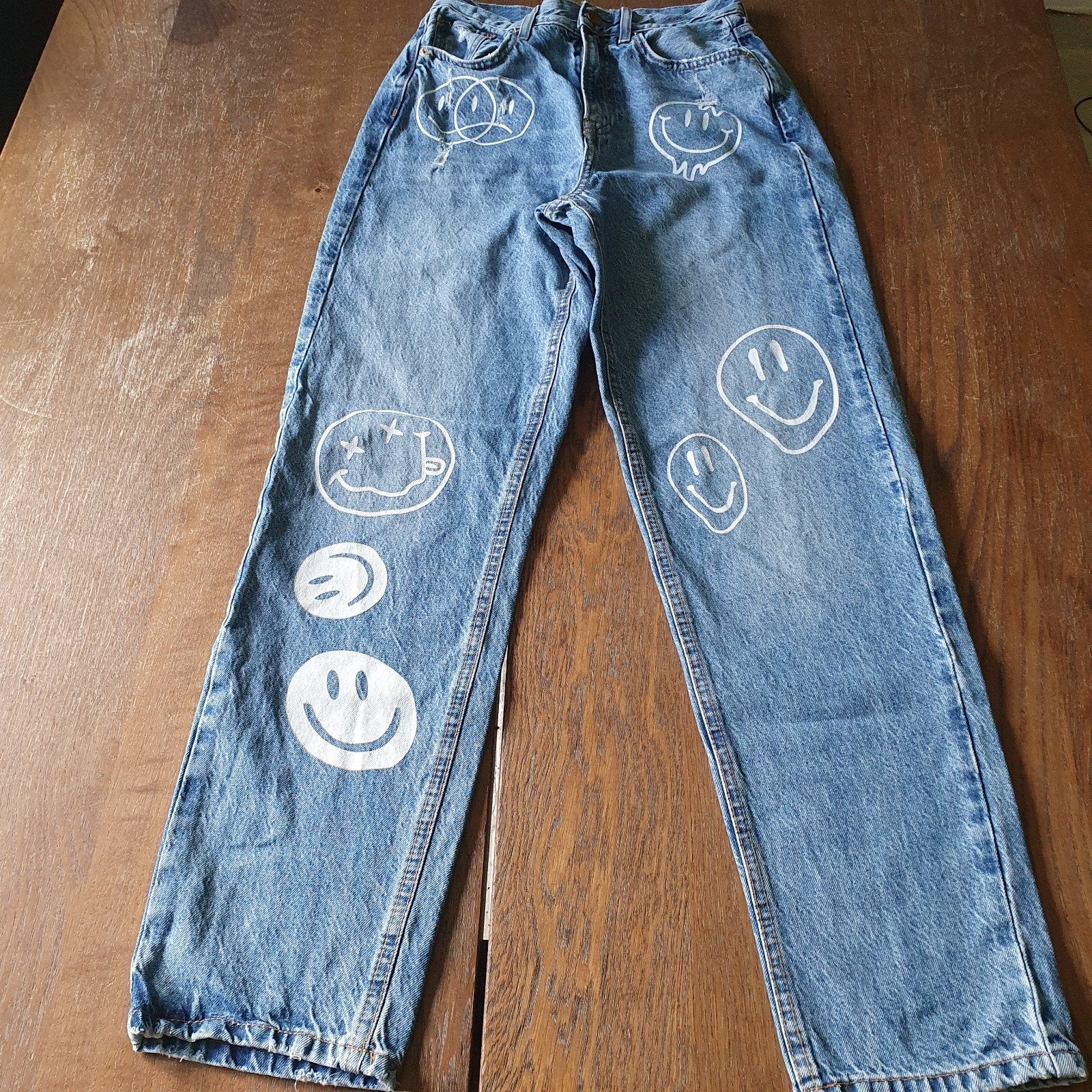 Only jeans met smiley opdruk - W32, Only, Blauw, Ophalen of Verzenden, Zo goed als nieuw