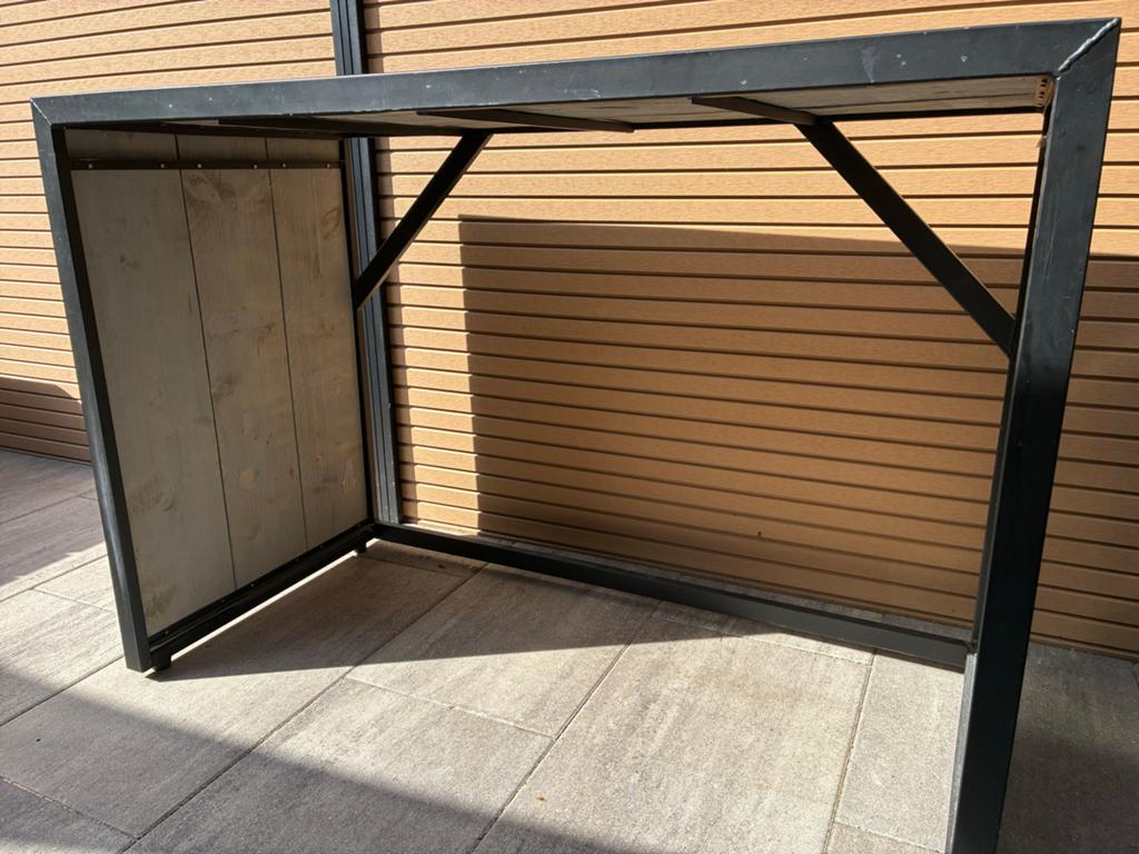 Stalen Ombouw met Houten Panelen voor 2 Tafelmodel Apparaten, Ophalen, Gebruikt