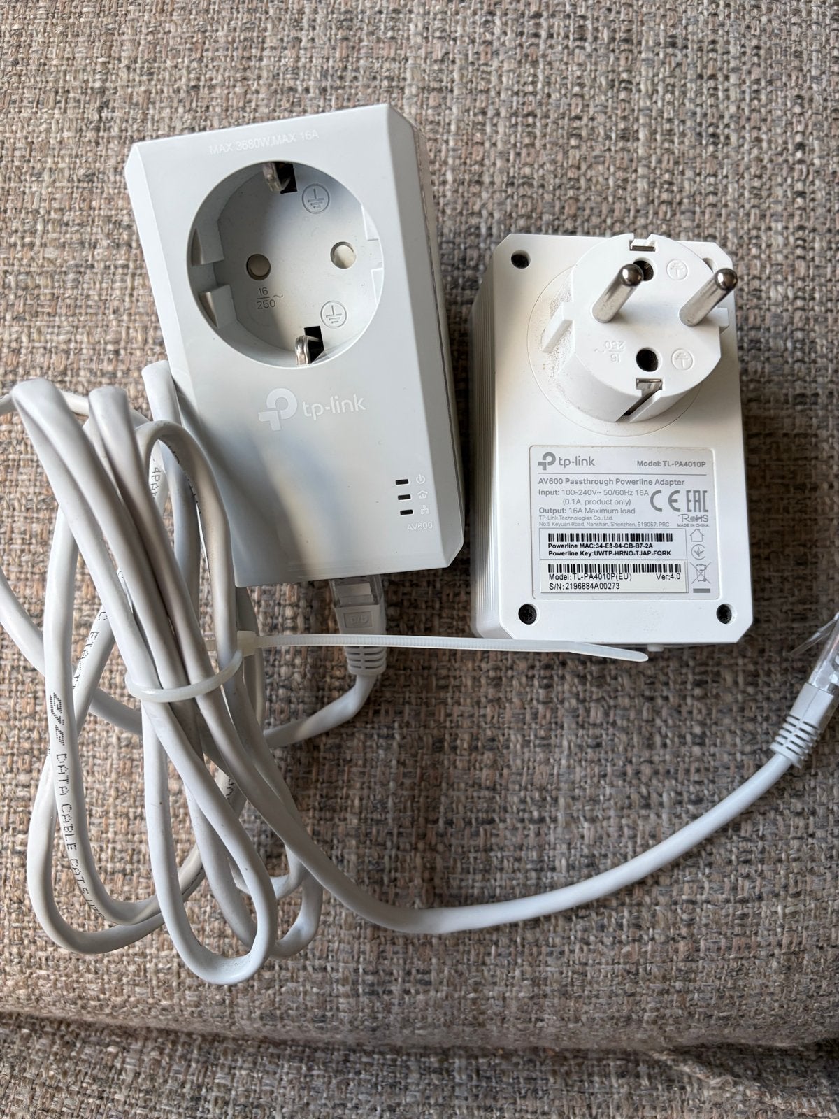 TP-Link AV600 Powerline Adapter Kit - Internet via Stopconta, Ophalen of Verzenden, Zo goed als nieuw