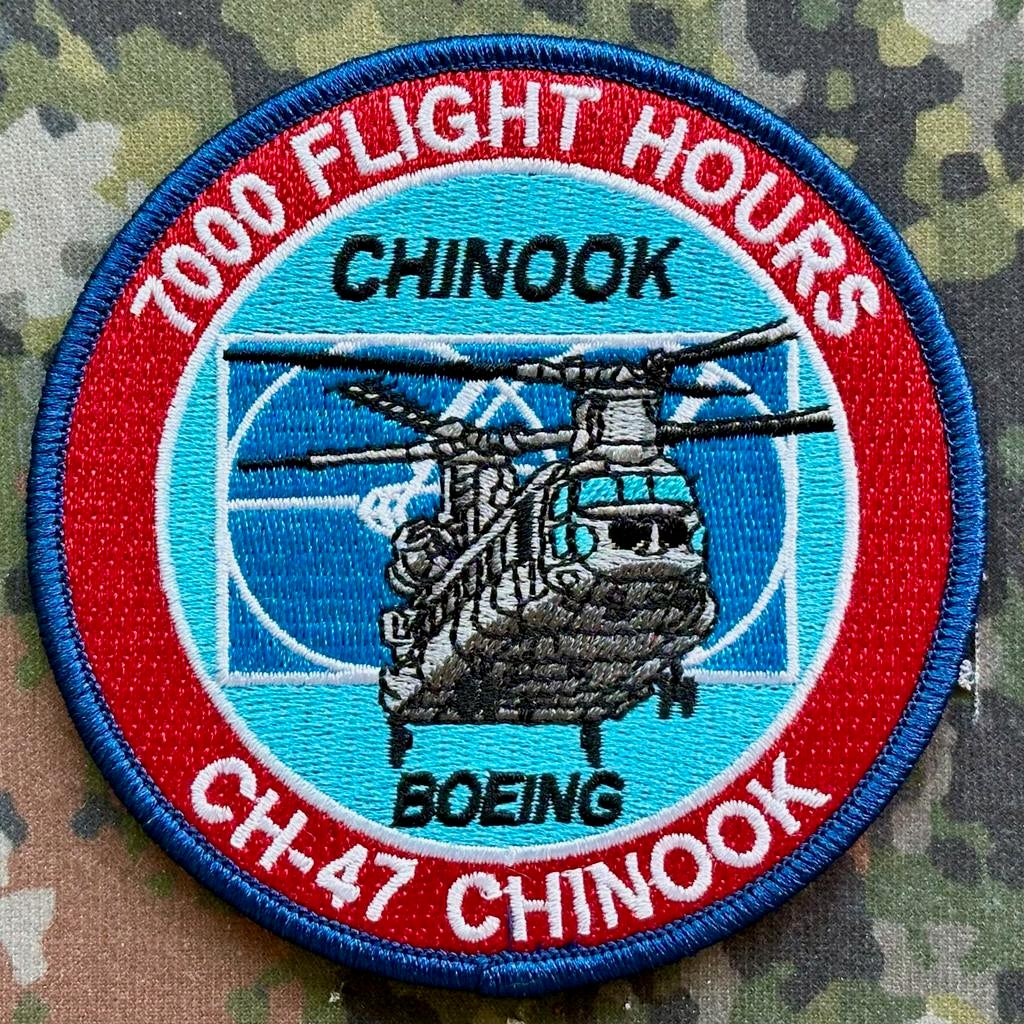Patch RNLAF 298 SQN 7000 Flight Hours CH-47 Chinook, Ophalen of Verzenden, Luchtmacht, Nederland, Embleem of Badge