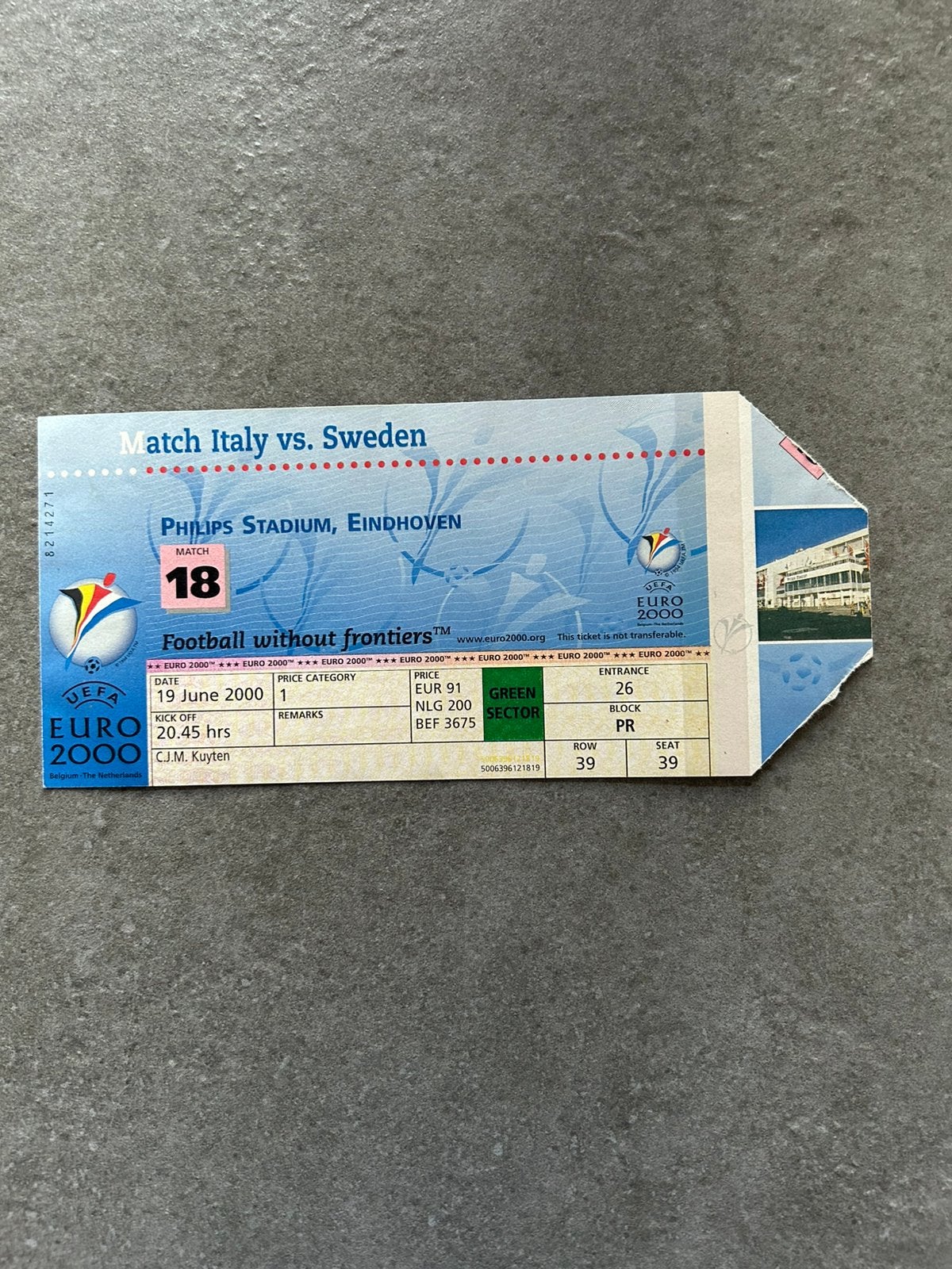 Italië - Zweden ticket, Ophalen of Verzenden, Buitenlandse clubs, Overige typen