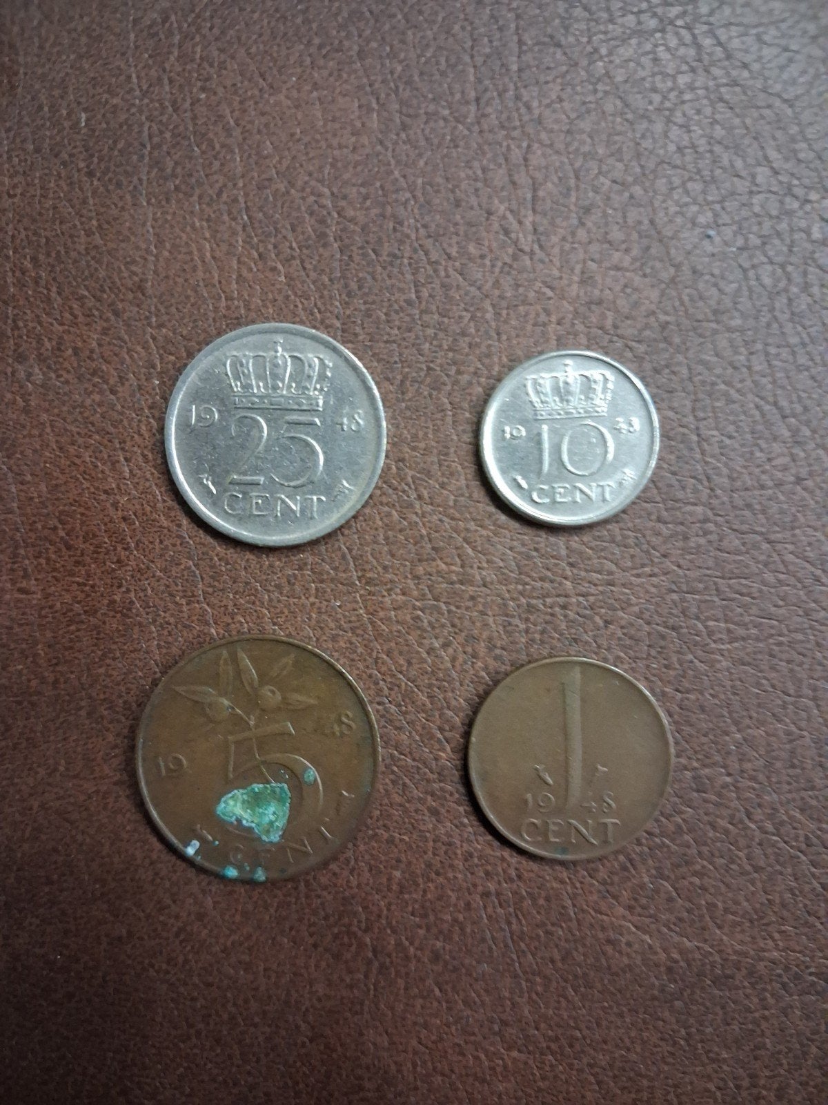 Set van 4 Nederlandse munten Koningin Wilhelmina 1948, Postzegels en Munten, Ophalen of Verzenden, Koningin Wilhelmina, Overige waardes