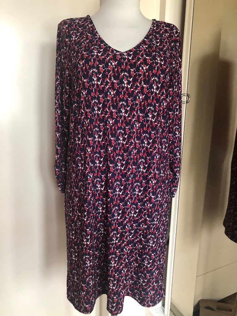 jurk No Mans Land L blauw/creme/rood, Kleding | Dames, Jurken, Blauw, Maat 42/44 (L), Ophalen of Verzenden, Zo goed als nieuw