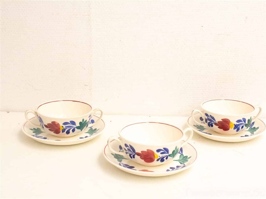 6 delig 3 kopjes 3 schoteltjes 24304, Gebruikt, Ophalen of Verzenden, Bord(en), Overige stijlen